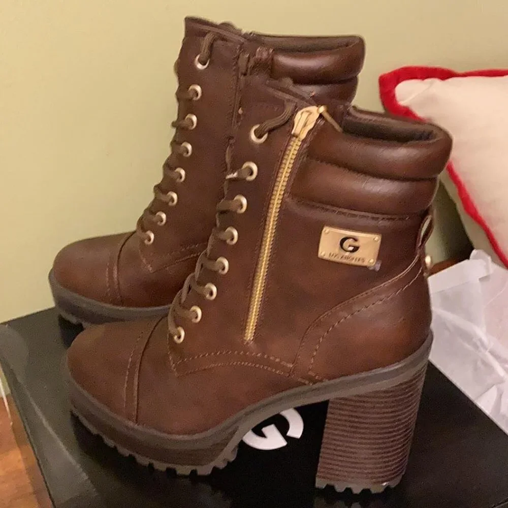 GBG Los Angeles Women's Sheeva Heeled Platform Lug Sole Booties